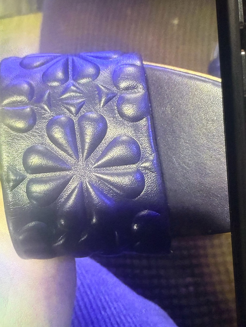 kate spade Royal Blue Floral Appliqué Block Heel Mules - Picture 3 of 3
